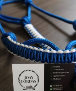 Cabresto de 7 nós Azul Royal com Detalhes na Focinheira Branco - Image 1