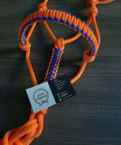 Cabresto de 7 nós Laranja com Detalhes na Focinheira Azul Royal - Imagem 1