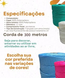 Corda Náutica de Polipropileno 2,5mm Rolo com 300 metros - Cor: Marrom - Image 2