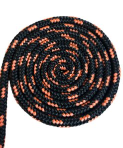 Corda Náutica de Polipropileno 8mm (1 metro) - Cor: Preto Com Três Listras Laranja
