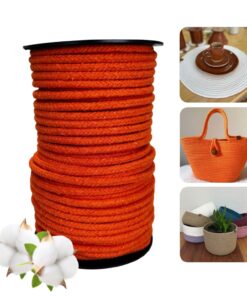 Corda Trançada de Algodão 6mm Rolo Com 60 metros – Laranja Forte