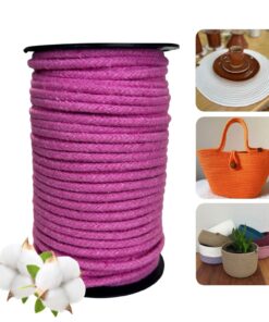 Corda Trançada de Algodão 6mm Rolo Com 60 metros – Rosa