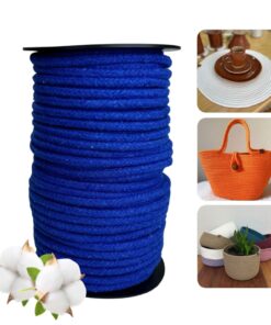 Corda Trançada de Algodão 6mm Rolo Com 60 metros -Cor: Azul Royal