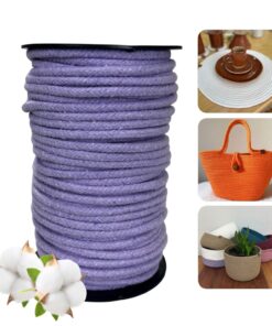 Corda Trançada de Algodão 6mm Rolo Com 60 metros -Cor: Lilas