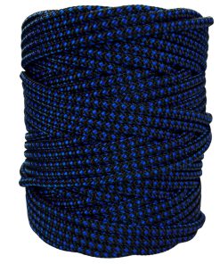 Corda Náutica de Polipropileno 6mm Rolo com 90 metros - Cor: Preto com Pintinhas Azul Royal