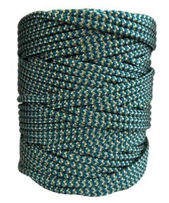 Corda Náutica de Polipropileno 6mm Rolo com 90 metros – Cor: Azul Turquesa Mesclado com Bege (zigzag)