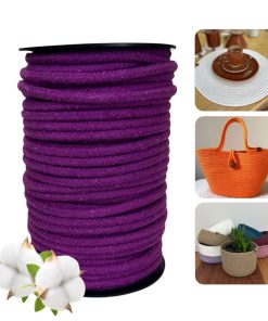 Corda Trançada de Algodão 8mm Carretel Com 170 metros -Cor: Beterraba