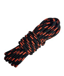 Corda Náutica de Polipropileno 8mm (1 metro) - Cor: Preto Com Três Listras Laranja