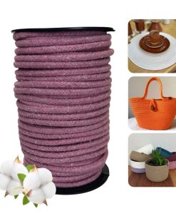 Corda Trançada de Algodão 8mm Carretel Com 170 metros -Cor: Rosê