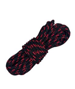 Corda Náutica de Polipropileno Carretel 6,0mm Com 180 metros – Cor: Preto Com 3 Listras Vermelho