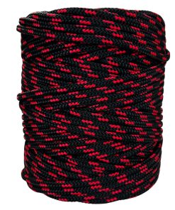 Corda Náutica de Polipropileno 6mm Rolo com 90 metros - Cor: Preto Com 3 Listras Vermelho - Imagem 1
