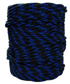 Corda Náutica de Polipropileno 6mm Rolo com 90 metros - Cor: Preto Com Três Listras Azul Royal