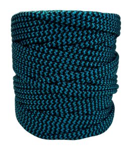 Corda Náutica de Polipropileno 6mm Rolo com 90 metros - Cor: Azul Turquesa Mesclado com Preto (zigzag)