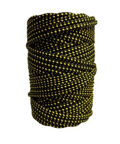 Corda Náutica de Polipropileno 6mm (50 Metros) – Cor: Preto Com Pintas Amarelo
