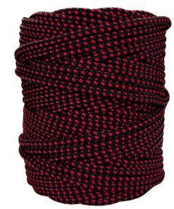 Corda Náutica de Polipropileno Carretel 6,0mm Com 180 metros – Cor: Preto Com Pintas Vermelho