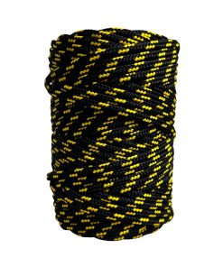 Corda Náutica de Polipropileno 5mm (50 Metros) – Cor: Preto Com 3 Listras Amarelo - Imagem 1