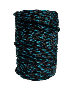 Corda Náutica de Polipropileno 6mm (50 Metros) – Cor: Preto Com 3 Listras Azul Turquesa
