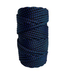 Corda Náutica de Polipropileno 6mm (50 Metros) – Cor: Preto Com Pintas Azul Royal
