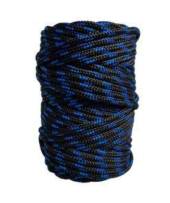 Corda Náutica de Polipropileno 5mm (50 Metros) – Cor: Preto Com 3 Listras Azul Royal - Imagem 1