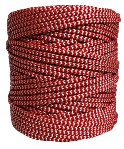 Corda Náutica de Polipropileno 6mm Rolo com 90 metros – Cor: Branco Com Vermelho ( Zig Zag )