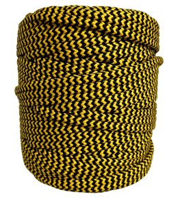 Corda Náutica de Polipropileno 5mm Rolo com 140 metros - Cor: Preto Mesclado com Amarelo (zig-zag)
