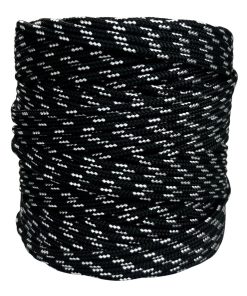 Corda Náutica de Polipropileno Carretel 6,0mm Com 180 metros – Cor: Preto Com 3 Listras Branco
