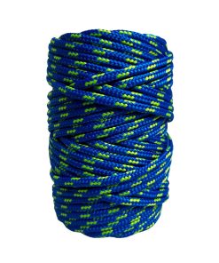 Corda Náutica de Polipropileno 5mm (50 Metros) – Cor: Azul Royal Com 3 Listras Verde Pistache