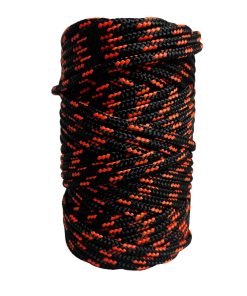 Corda Náutica de Polipropileno 6mm (50 Metros) – Cor: Preto Com 3 Listras Laranja