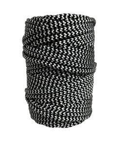 Corda Náutica de Polipropileno 6mm (50 Metros) – Cor: Preto Com Branco ( Zig Zag )